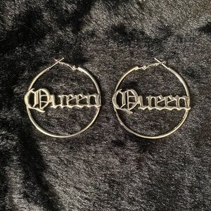 Silver Luxury Queen Hoop Earrings